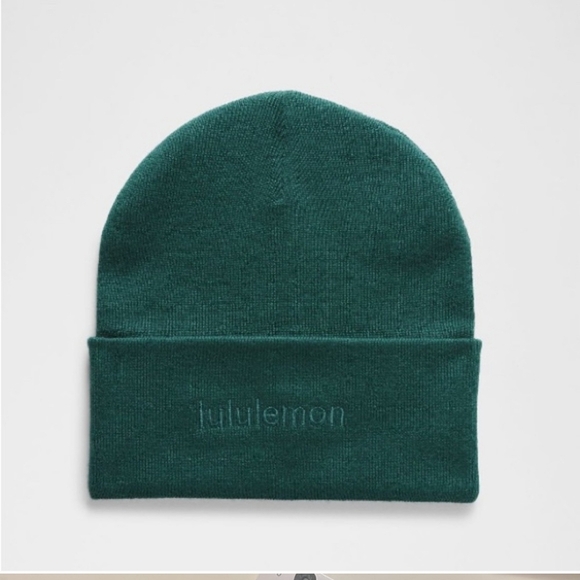 NWT lululemon Warm Revelation Beanie Storm Teal Wordmark - Picture 1 of 3